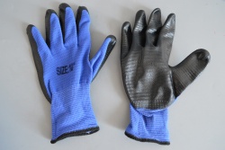 работни ръкавици, размер 10 черно/сини 45 гр. (12 бр. в стек)