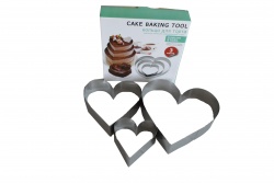 метални рингове за торта 3 бр. сърце 25, 20, 15  см. малки в кутия 21х22 см.