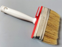 инструмент, бояджийска баданарка, бяла дръжка, естествен косъм 3х12 см. (12 бр. в кутия)