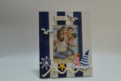 пластмасов сувенир с дървени елементи, табелка WELCOME BULGARIA 28x11 см. морски дизайн (8 бр. в кутия)