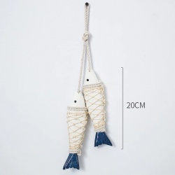 дървен сувенир, вятърен чан, риба, летвички и мидички 43х5 см. морски дизайн (2 разцветки синя и розова)