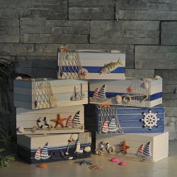 дървен сувенир, кутия за салфетки 24х12х9,5 см. 6 модела, морски дизайн
