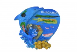 дървен сувенир, риба с мрежа по гърба, висяща Bulgaria ръчно изработена, цветна 23x3 см. морски дизайн