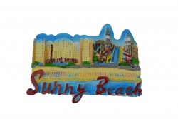сувенир от дърво, котва с реалистични материали, надписана в горния край Sunny Beach Bulgaria 20x20 см.#