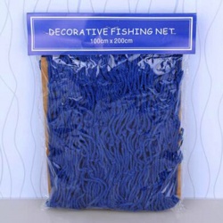 сувенирна рибарска мрежа 1 х 2 м. 8 см. око, синя, текстил- морски дизайн