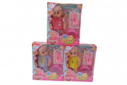 детска играчка от пластмаса, кукла, момиче, пикаещо с гърне и биберон 28х8х23 см. 142618