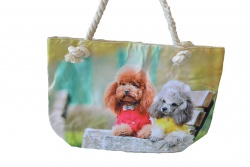 ПЛАЖНА чанта, плетени дръжки, кученце 50х36х14 см. (Промоция- при покупка над 10 бр. базова цена 7,00 лв.)