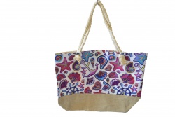 ПЛАЖНА чанта, плетени дръжки, прелващи лилаво/розови цветове 50х36х14 см. (Промоция- при покупка над 10 бр. базова цена 7,00 лв.)
