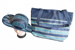 ПЛАЖНА чанта, плетени дръжки, прелващ синьо/ бял цвят 50х36х14 см. (Промоция- при покупка над 10 бр. базова цена 7,00 лв.)