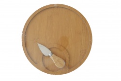 дъска за рязане, кръгла, дървена с дръжка 32х20 см.