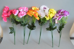 ИЗКУСТВЕНО цвете, букет розички разцъфнали със зеленина 28 см. CXH015 (12 бр. в стек, микс)(Промоция- при покупка над 36 бр. базова цена 1,28 лв.)