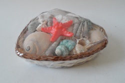 полеризинов сувенир, вятърен чан 3 морски звезди 48х8 см. (2 разцветки синя и розова) морски дизайн(4 бр. в кутия)