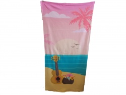 плажна хавлия, памук, цветна 75х170 см. 380 гр. 2 бр. фламинго ТР без възможност за търговски отстъпки (6 бр. в стек)