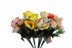 ИЗКУСТВЕНО цвете, букет 5 цвята със зеленина 31см. (12 бр. в стек, микс)(Промоция- при покупка над 36 бр. базова цена 1,38 лв.)