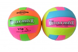 топка, волейболна 250 гр. P.V.C и гума, цветна, ярка Wolfmax Beach Voley power