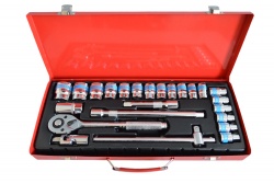 инструменти в комплект, гидория с тресчотка 12 елемента от 4 до 13 мм.