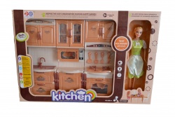 детска играчка от пластмаса, кухня с кукла (работи с батерии) 53х36,5х8,5 см.