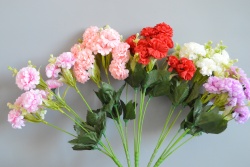 ИЗКУСТВЕНО цвете, букет димитровче, разцъфнало 5 разклонения 10 цвята със зеленина и тичинки 35 см. (2 бр. в стек)(Промоция- при покупка над 30 бр. базова цена 1,80 лв.)