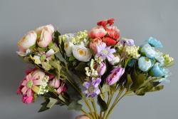 ИЗКУСТВЕНО цвете, божури и маргарити 5 разклонения, различни цветове 27 см. (2 бр. в стек)(Промоция- при покупка над 20 бр. базова цена 1,95 лв.)
