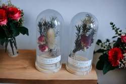 ВЕЧНО живо цвете с украса в стъкленица 12 см. 3 модела(Промоция- при покупка над 12 бр. базова цена 4,60 лв.)