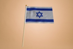 знаме Израел, качествен полиестер 14х21 см. с дървена дръжка (50 бр. в стек)