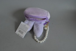 плюшена чанта с цип и перли, зайчето Патрик и коте 2 цвята (12 бр. в стек)