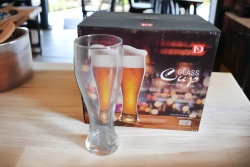 изделие от стъкло, чаша със столче 350 ml. 20х6,5 см. (6 бр. в цветна опаковка) EJ5201