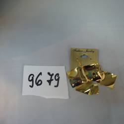 обеци, метал 3 квадратчета, висящи- златисти (12 бр. в стек)