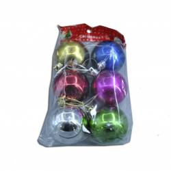 КОЛЕДНИ играчки, топки за елха 5 см. х 6 бр. в плик, 6 цвята 14х8см.B-5621(Промоция- при покупка над 30 пакета, базова цена 1,26 лв.)