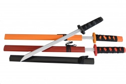 дървен меч, черен, самурайски в ножница 53 см. (100 бр. в кашон)