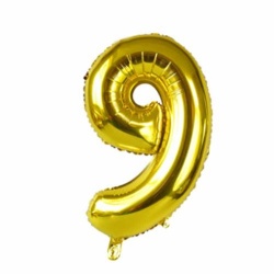 балон от фолио, цифра 8 златна (43 см. надут, качествен)
