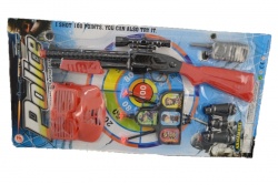 детска играчка от пластмаса, музикален, светещ пистолет с перка 25 см.