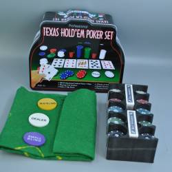 комплект чипове за покер 120 бр. в кръгла кутия и карти 21х8,5 см. (16 бр. в кашон)