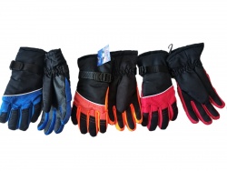 зимни ръкавици, дамски, скиорски, хоризонтална лента  (12 бр. в стек)