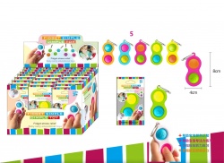 детска играчка от силикон Simple dimple 24 бр. с ключодържател, цветна дъга с инструкции, различни цветове