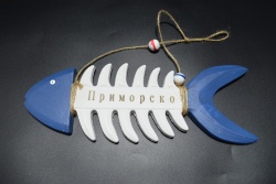 сувенир, магнит от полеризин, плочка, делфин Primorsko 6х6,5 см. (12 бр. в кутия)