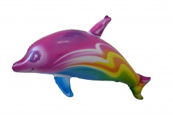 надувно изделие, делфин- бухалка, дрънкалка с дръжка 2 разцветки, син и розов 40х35 см. (12 бр. в стек, еднакъв цвят)