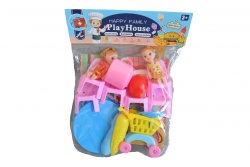 детска играчка от пластмаса, къща с мебели и кукла в кутия 37,5х25х7,5 см.