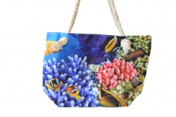 плажна чанта с текстилни дръжки, шарен кръг 53х37х19 см.