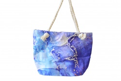 ПЛАЖНА чанта, плетени дръжки, прелващ синьо/ бял цвят 50х36х14 см. (Промоция- при покупка над 10 бр. базова цена 7,00 лв.)