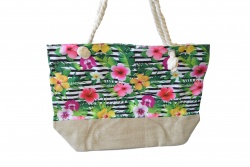 ПЛАЖНА чанта с плетени дръжки, цветя 53х37х19 см. (Промоция- при покупка над 10 бр. базова цена 8,00 лв.)