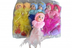 детска играчка, пластмасова кукла, ключодържател с рокля, перце 12 см. (12 бр. в стек)