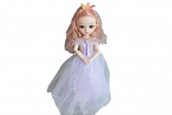 детска играчка, пластмасова кукла, ключодържател с рокля на цветя и шапка 6,5 см. (12 бр. в стек)