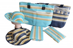 плажна чанта с текстилни дръжки, син кръг 53х37х19 см.