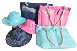 ПЛАЖНА чанта, плетени дръжки, плаж и чадъри 50х36х14 см. (Промоция- при покупка над 10 бр. базова цена 7,00 лв.)