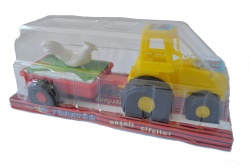 детска играчка от пластмаса, фрикшън, трактор, вози животни 2 цвята 34х10 см. 628- 3