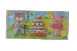 дървена играчка, торта и мечки 30х14 см. 93-833