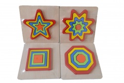 дървена играчка, пъзел, цветна геометрия 15х15 см. 92-167