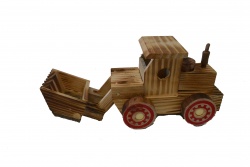 дървена играчка, локомотив, часовник, сметало 20х11х7 см. 93-1339