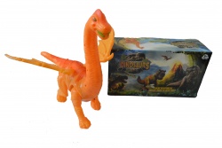 детска играчка от пластмаса, музикален, светещ, движещ се динозавър с крила, снася яйца 26х15 см. 6921 NY 018В